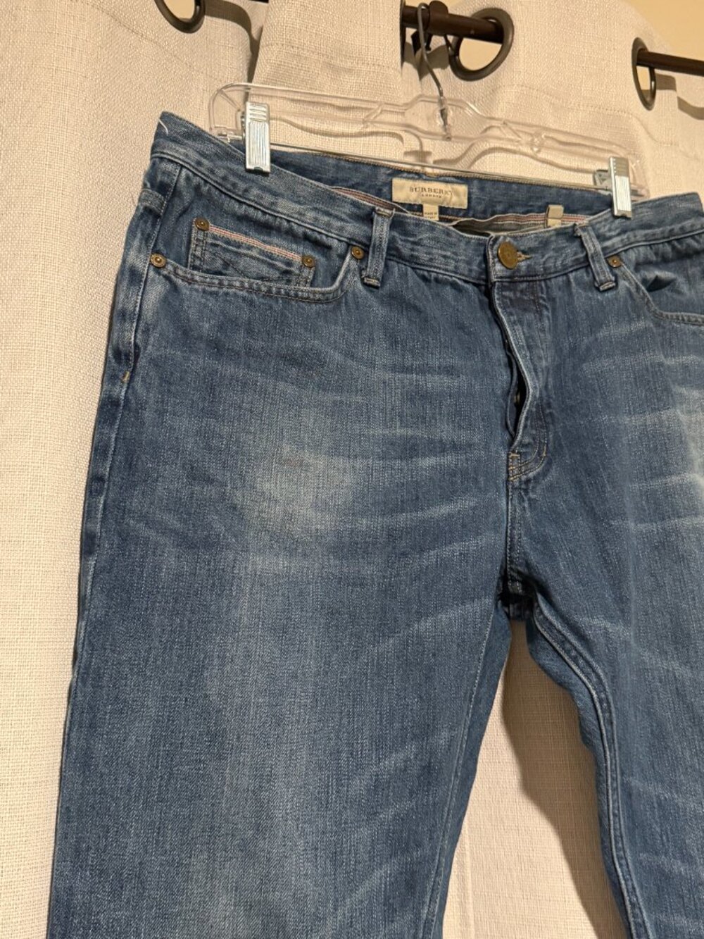Burberry Straight Leg Denim Jeans Blue 100% Cotton Button Fly Size 34 - Picture 3 of 10
